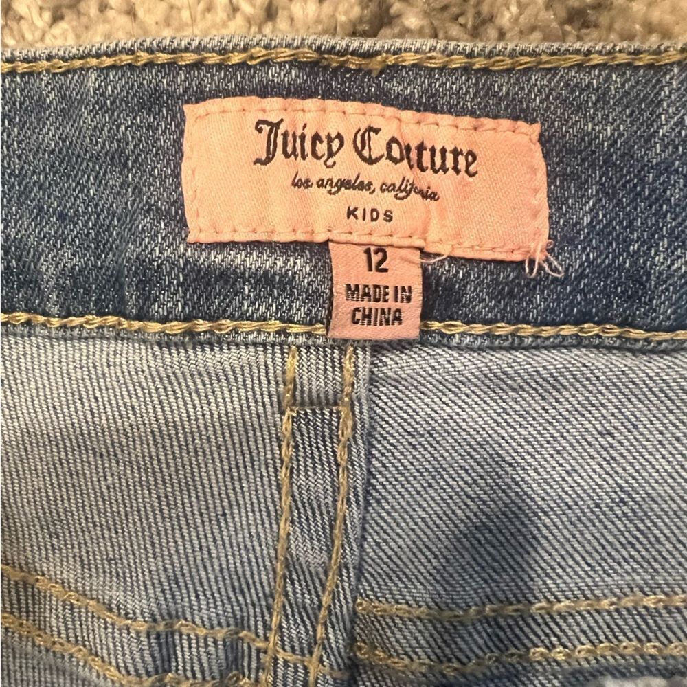 NWT Juicy Couture girls Mid Rise Crop Kick Flare jean stretch 12 Light Wash - Picture 5 of 11